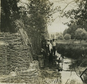 France First World War Defense of village Screens hiding Swamp Stereo Photo 1918