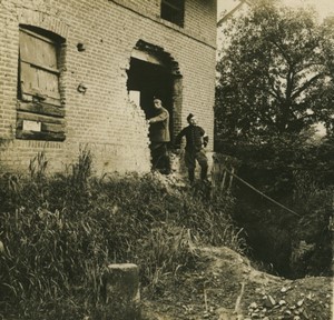 France First World War Defense of a village Shelled Station Stereo Photo 1918