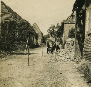 France First World War Defense of a village Screens in Street Stereo Photo 1918