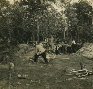 First World War Marne city ​​under wood construction Old Stereo Photo 1918