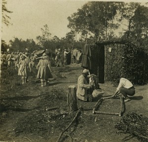 First World War Marne city ​​under wood Shelter Old Stereo Photo 1918