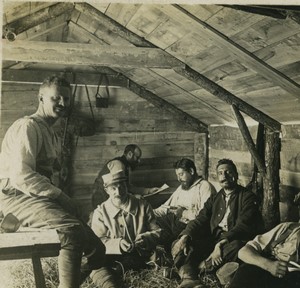 France First World War Marne interior of a barrack Old Stereo Photo 1918