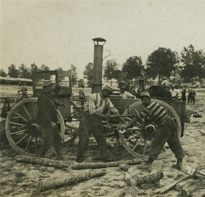 France First World War Marne cooks sawing wood Old Stereo Photo 1918