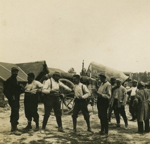 France First World War Marne rest in camp Old Stereo Photo 1918