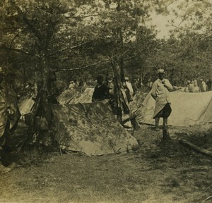 France First World War Marne improvised bivouac tents Old Stereo Photo 1918 #1