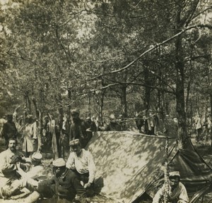 France First World War Marne improvised bivouac Infirmary Old Stereo Photo 1918