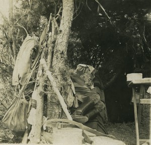 France First World War Marne Bivouac commander's hut Old Stereo Photo 1918