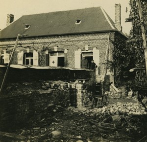 France First World War Marne casualty aid station Old Stereo Photo 1918