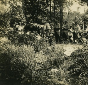 France First World War Marne Snack break in the woods Old Stereo Photo 1918