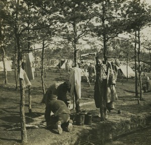 First World War Marne colonial troops doing laundry Old Stereo Photo 1918