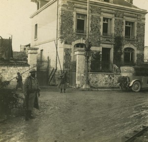 France First World War Marne telephone wire laying Old Stereo Photo 1918