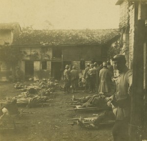 France First World War Marne casualty aid station Old Stereo Photo 1918