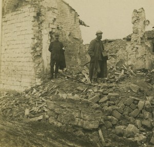 France First World War Marne aid post after the bombardment Stereo Photo 1918