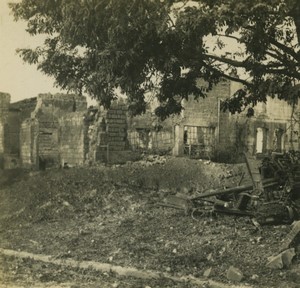 First World War Marne Saint Hilaire after the bombardment Old Stereo Photo 1918