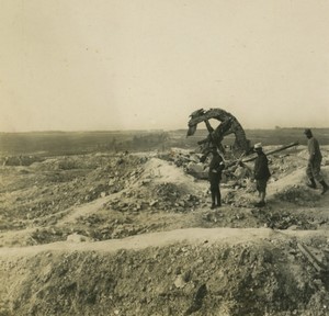 France First World War Marne Souain mill Old Stereo Photo 1918