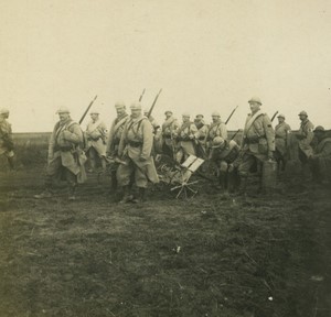 France First World War Marne machine gun on cart Old Stereo Photo 1918