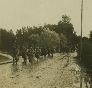 First World War Marne arrival of support troops Old Stereo Photo 1918