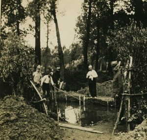 First World War Marne city in the woods the swimming pool Old Stereo Photo 1918