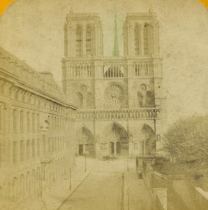 France Paris Notre Dame Cathedral Old Photo Stereoview Jouvin 1860