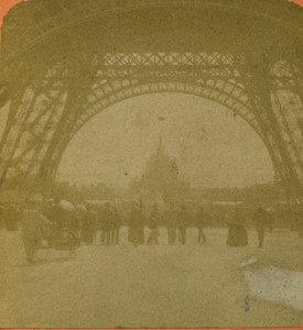 France Paris Eiffel Tower 1889 World Fair Old Photo Stereoview Hautecoeur