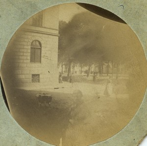 France Outdoor scene people walking in park Old Photo Stereoview 1860