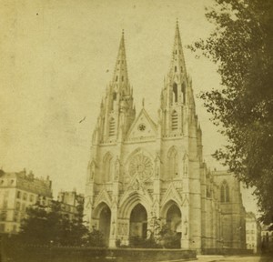 France Paris Church Sainte Clotilde Old Photo Stereoview 1860