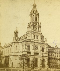 France Paris Sainte-Trinité Church Old Photo Stereoview 1860 #1