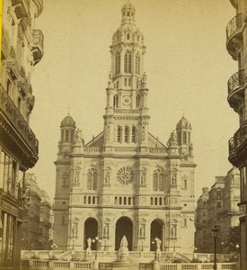 France Paris Sainte-Trinité Church Old Photo Stereoview 1860 #2