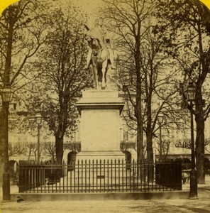 France Paris Place des Vosges Statue Old Photo Stereoview B.K. 1860