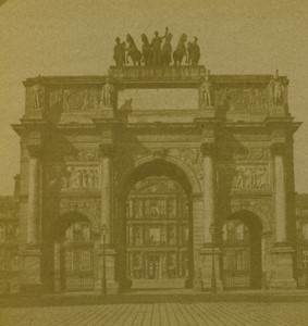 France Paris Arc de triomphe du Carrousel Arch Old Photo Stereoview 1870