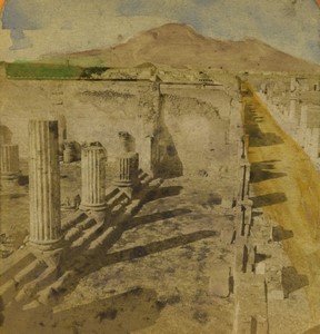 Italy Pompeii Portico of the Forum Old Photo Stereoview Andrieu 1870
