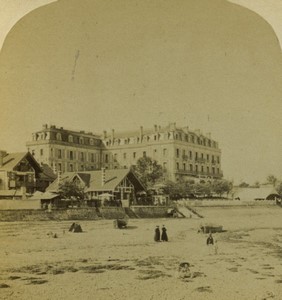France Arcachon Beach & Grand Hotel Old Photo Stereoview Neurdein 1880