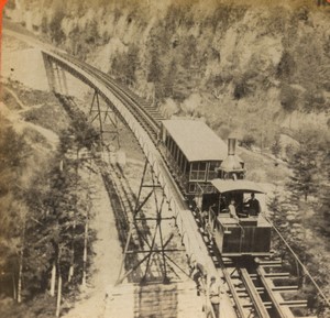 Switzerland Rigi Funicalar Railway Old Photo Stereoview Charnaux 1880
