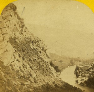 France Moutiers to Albertville road ravine Old Photo Stereoview 1860
