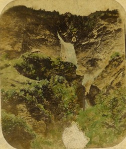 Suisse chutes du Reichenbach Ancienne Photo Stereo 1860