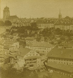 Suisse Berne panorama Ancienne Photo Stereo 1870