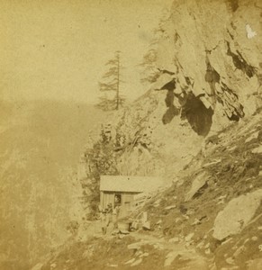 France Alpes refuge de Montagne Ancienne Photo Stereo 1860