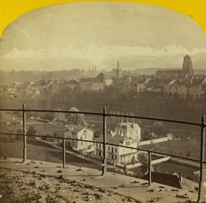 Switzerland Bern panorama Old Photo Stereoview Fischer & Mathis 1869