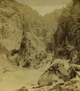 France Alps Haute-Savoie Diosaz Gorges Old Photo Stereoview 1860