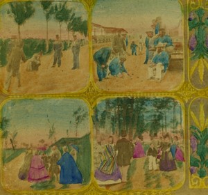 France 4 Scenes of games Old Photo Stereoview 1860
