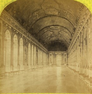 France Residences Imperiales Versailles galerie des glaces Ancienne Photo Stereo Lamy 1868
