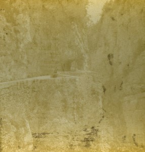 France Vercors Goulets road Old Photo Stereo Peyrouze 1870 #1