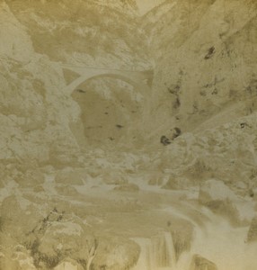France Vercors Goule-Noire Bridge Bourne Old Photo Stereo Peyrouze 1870 #1
