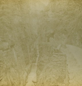 France Vercors Gorges de la Bourne route de Villard de Lans Ancienne Photo Stereo Peyrouze 1870