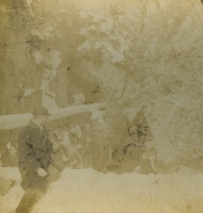 France Vercors Sortie des Goulets effet de givre Ancienne Photo Stereo Peyrouze 1870