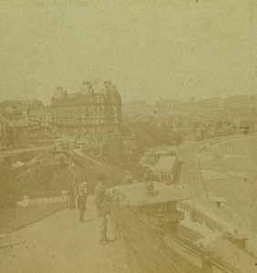 Royaume Uni Scarborough panorama bord de mer Ancienne Photo Stereo 1870 #1