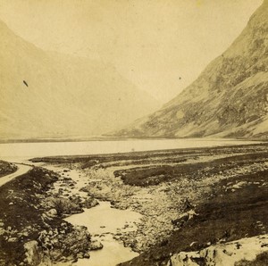 Scotland Loch Treachtan Glencoe Old Photo Stereo Valentine 1870