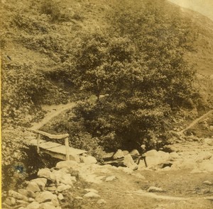 Royaume Uni Pays de Galles Aber pont rustique & pond Ancienne Photo Stereo 1870