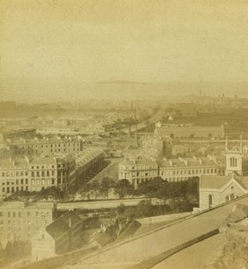 Scotland Edinburgh Leith from Calton Hill Old Photo Stereo 1870