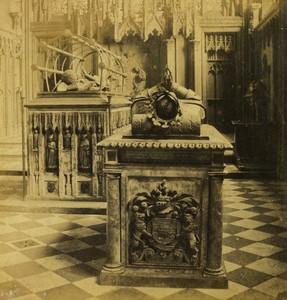 United Kingdom Warwick Tomb in Beauchamp chapel Old Photo Stereo 1870